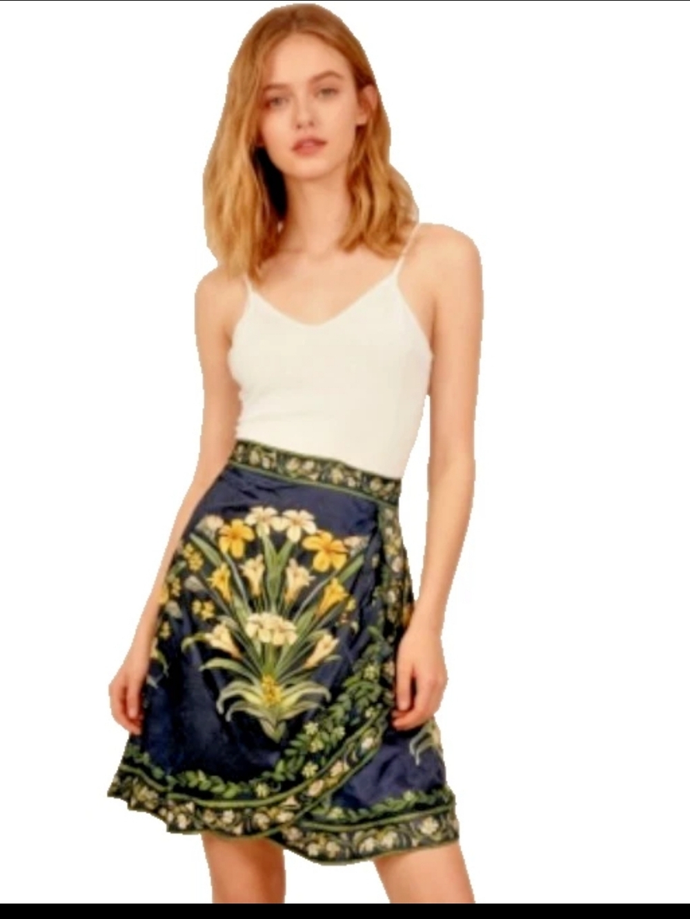 Farm Rio Flowers Arch Wrap Front Miniskirt Black Sz XS